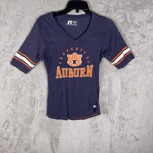 Auburn Tigers Shirt Youth Small Navy Blue NCAA Football Property Of Tee Russell